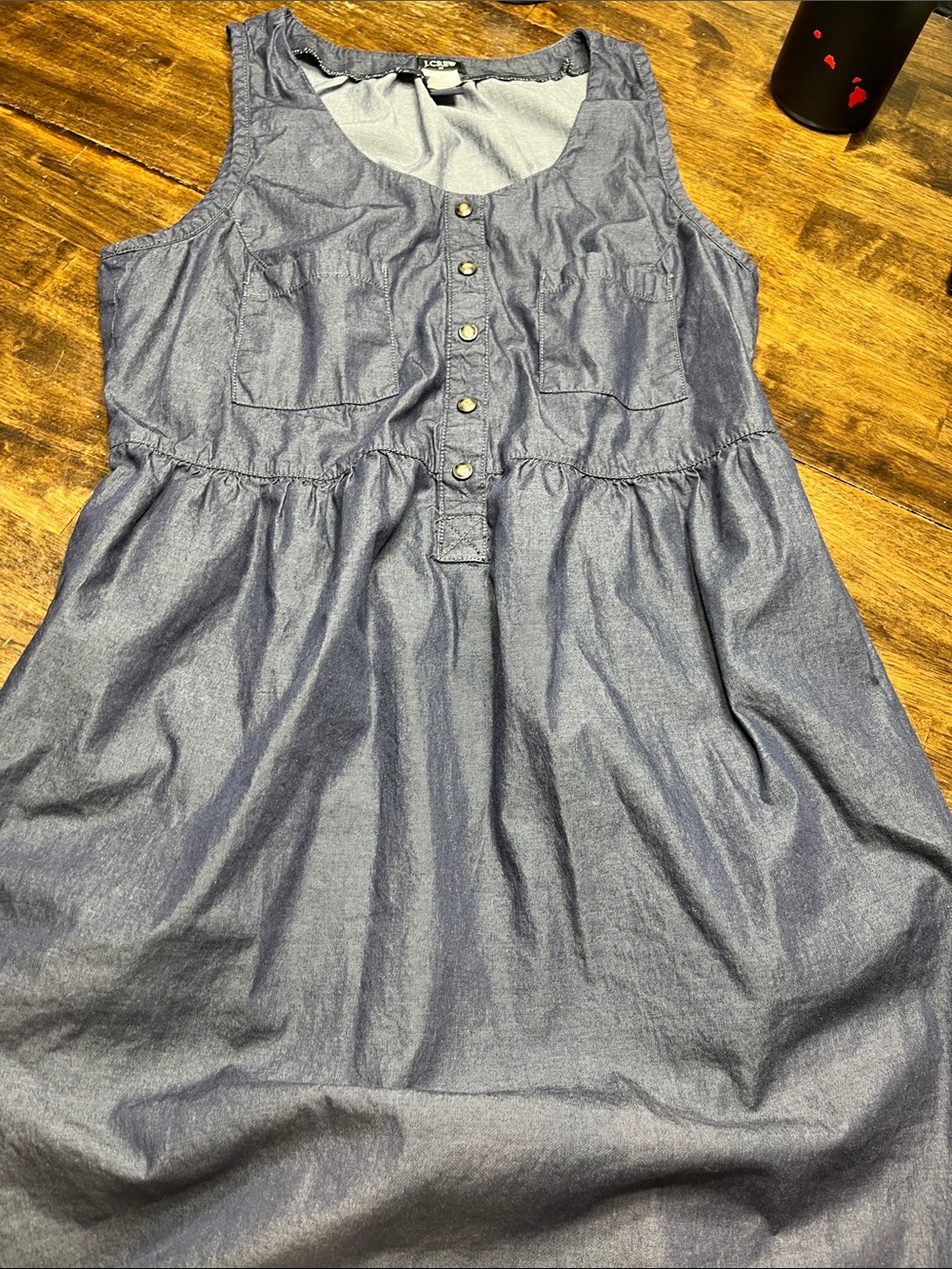 Jcrew Sleeveless Chambray Button-Front Dress in Denim Blue size 10